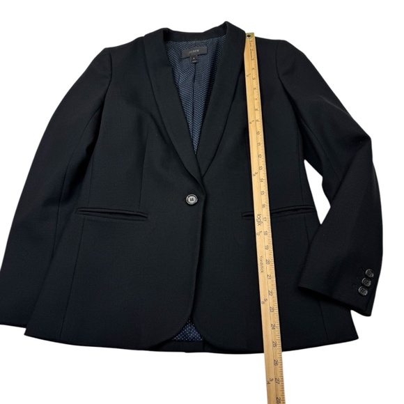 J.CREW Parke Blazer G7726 One Button Jacket Shawl Collar Dot Lined Black Size 4 - Picture 11 of 13